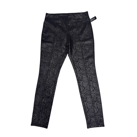 Anna & Ava Pants - Anna & Ava Womens Black Snakeskin Embossed Leggings High Rise Pants Medium NEW